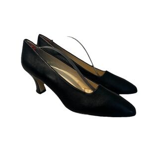 VTG Liz Claiborne Black Leather High Heel  Pumps Comfort System 8.5M Y2K 80s 90s